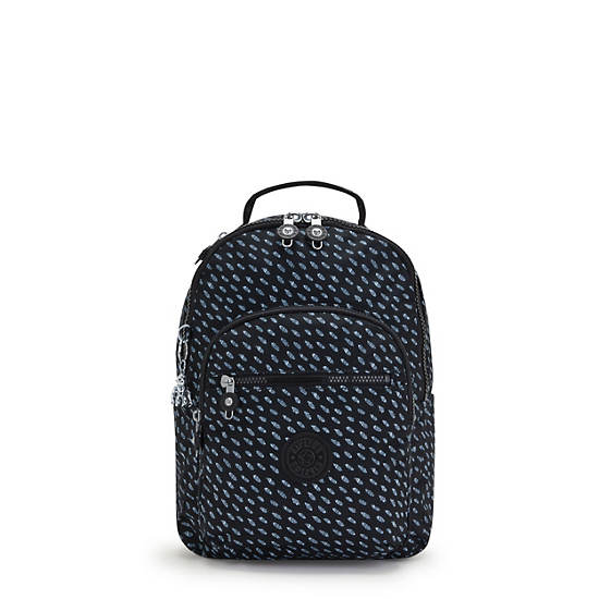 Kipling Seoul Small Printed Tablet Ryggsekk Blå Hvite | NO 1351NW